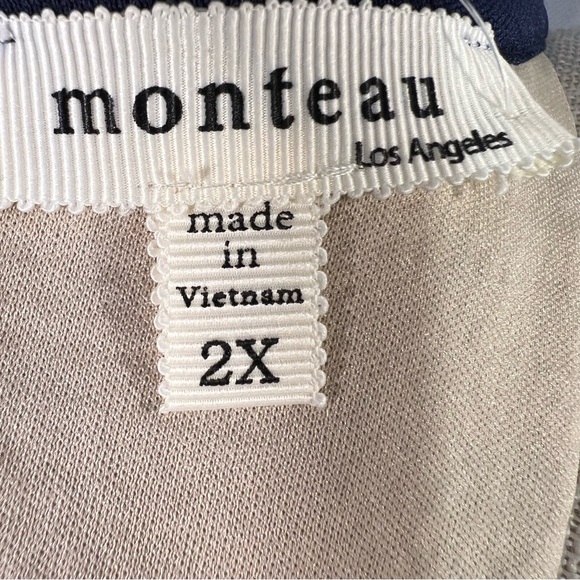 Monteau Blue Overlay Tan Lining Sleeveless Fit & Flare Dress Plus Size XXL - Picture 10 of 11